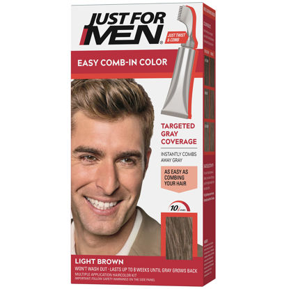 Picture of Just For Men Easy Comb-In Color Mens Hair Dye, Easy No Mix Application with Comb Applicator - Light Brown, A-25, Pack of 1