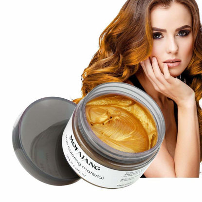 Picture of Instant Gold Hair Color Wax, EFLY Temporary Hairstyle Cream 4.23 oz Hair Pomades Hairstyle Wax for Men and Women (gold)