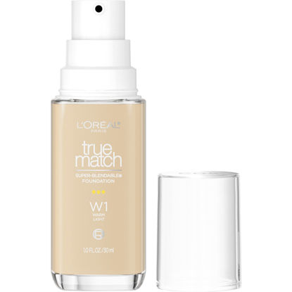 Picture of L’Oréal Paris True Match Super-Blendable Foundation, Medium Coverage Liquid Foundation Makeup with SPF 17, W1, Light, 1 Fl Oz