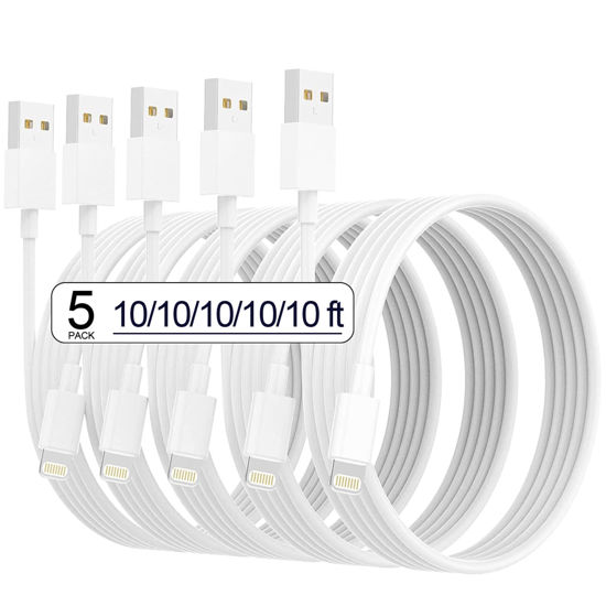 Picture of Estbuc iPhone Charger [Apple MFi Certified] 5pack 10FT Long Lightning Cable Fast Charging High Speed Data Sync Cord Compatible 14/13/12/11 Pro Max/XS MAX/XR/XS/X/8/7/Plus iPad (White)