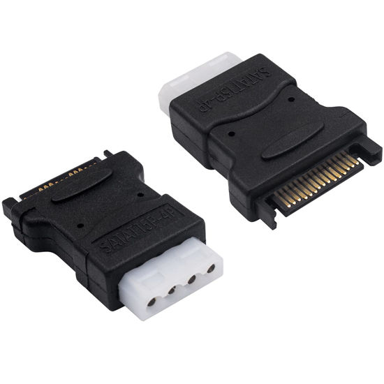 Picture of Duttek SATA Male to molex Female Adapter, SATA to LP4, molex to SATA Power Adapter,15Pin SATA Male to 4 Pin IDE Female Adapter Connector Apply to Connector for Hard Drives (2 Packs)