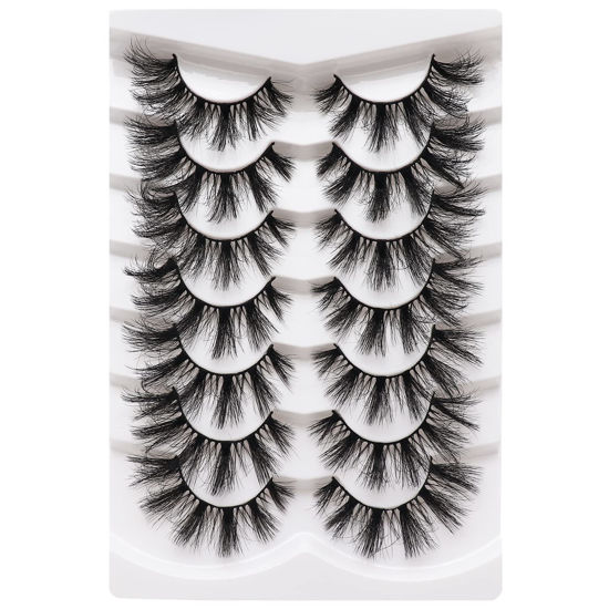 Picture of Veleasha False Eyelashes Cat Eye Lashes 6D Fluffy&Wispy Faux Mink lashes Dramatic Look Fake Eyelashes 7 Pairs Pack (605)