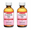 Picture of De La Cruz Castor Oil - 100% Pure Expeller Pressed Castor Oil for Nourishing Skin, Hair, Eyelashes, and Eyebrows - Natural Laxative USP Grade, 2 FL Oz (2 Bottles)