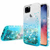 Picture of Compatible for Apple iPhone 11 Pro Max Case, with [Tempered Glass Screen Protector] SOGA Diamond Liquid Quicksand Cover Cute Girl Women Phone Case - Clear/Aqua