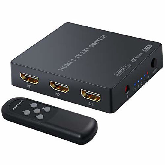 Picture of HDMI Switch HDMI Switcher LiNKFOR 3 Port HDMI Hub 3 in 1 Out with IR Remote Support 4K 3D for Blu-ray DVD PS3 PS4 TV Box Laptop Projector HDTV