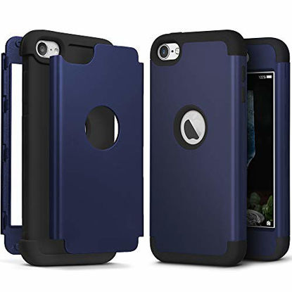 Picture of iPod Touch 7th Generation Case with 2 Screen Protector, IDweel Heavy Duty High Impact Armor Shockproof Case Cover Protective Case for iPod Touch 5/6/7th Generation,Navy Blue+Black