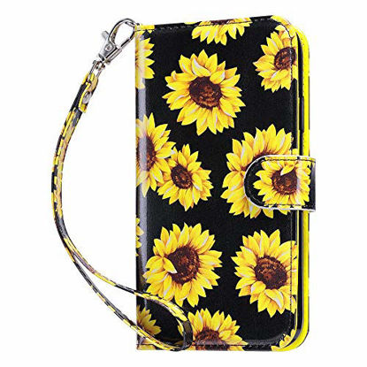 Picture of ULAK iPod Touch 7 Wallet Case, iPod Touch 6 Case with Card Holder, Premium PU Leather Magnetic Closure Protective Folio Cover for iPod Touch 7th/6th/5th Generation, Sunflower