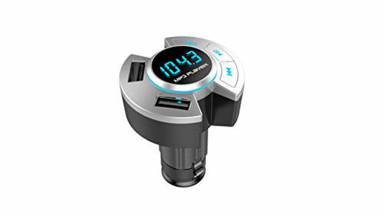 Picture of Bluetooth FM Transmitter Wireless Radio Adapter Car Kit with Dual USB Charging Car Charger MP3 Player Support TF Card & USB Disk