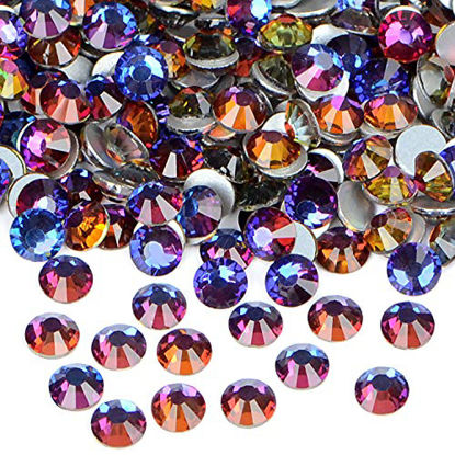 Picture of 2880PCS Art Nail Rhinestones non Hotfix Glue Fix Round Crystals Glass Flatback for DIY Jewelry Making with one Picking Pen (ss4 2880pcs, Blue Valcanic)