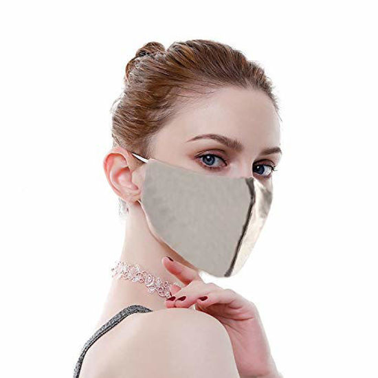 Picture of 100% Mulberry Silk Face Masks Fashion Mask 19 Momme Silk Mask for Sensitive Women,Khaki