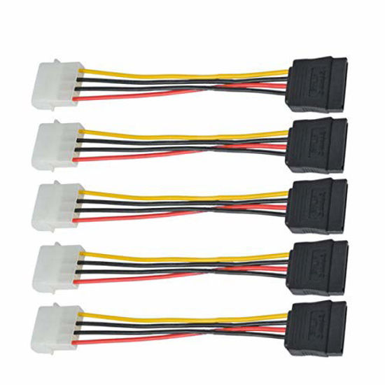 Picture of DaFuRui 5-Pack 4 Pin Molex to 15 Pin SATA Power Cable Adapter for IDE 8 Inches