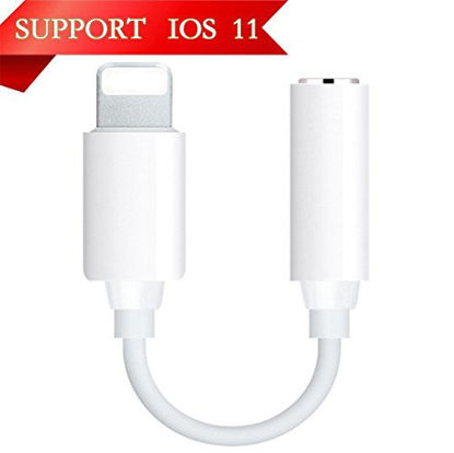 Picture of Lighting to 3.5mm Headphone Jack Adapter for iPhone 7/7Plus/8/8Plus/X/10 Audio Adaptor Jack Earphone Connector Cable AUX Audio Jack Music&Control Headphone Cable Earpod Adapter Support All iOS Version
