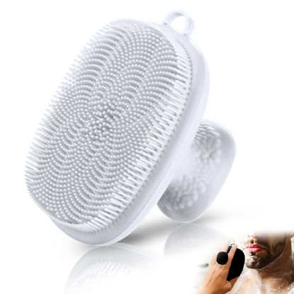 Picture of Silicone Face Scrubber for Men Facial Cleansing Brush Silicone Face Wash Brush Manual Waterproof Cleansing Skin Care Face Brushes for Cleansing and Exfoliating (White)