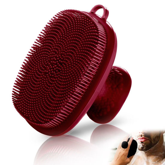 Picture of Silicone Face Scrubber for Men Facial Cleansing Brush Silicone Face Wash Brush Manual Waterproof Cleansing Skin Care Face Brushes for Cleansing and Exfoliating (red)