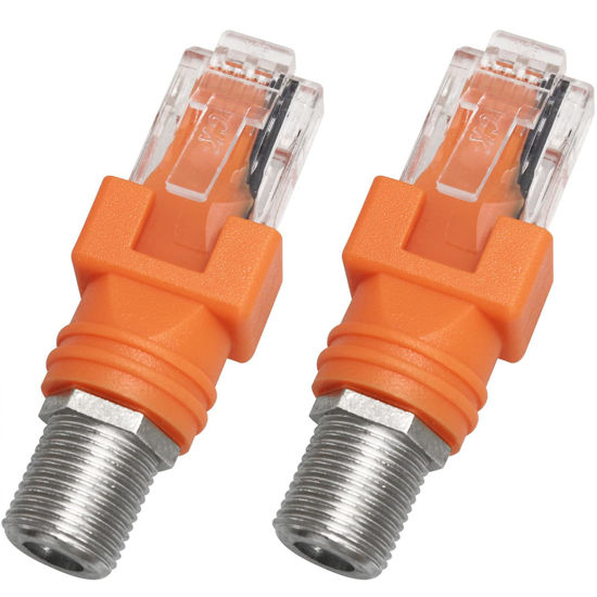 Picture of LUORNG 2PCS RF to RJ45 Converter Adapter Coaxial Barrel Coupler Adapter Connector Coax Straight Connector