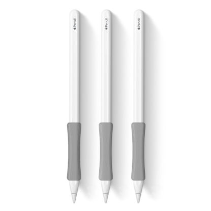 Picture of 3 Pack Grey iPencil Grips Case Cover Ergonomic Silicone Sleeve Holder Compatible with Apple Pencil 2nd Generation, iPad Pro 11 12.9 inch 2018