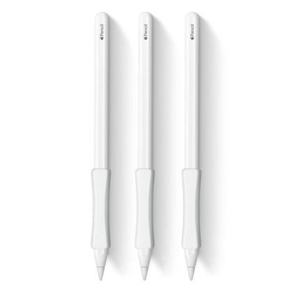 Picture of 3 Pack White iPencil Grips Case Cover Ergonomic Silicone Sleeve Holder Compatible with Apple Pencil 2nd Generation, iPad Pro 11 12.9 inch 2018