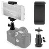 Picture of 360° Ball Head Hot Shoe Adapter Mount + Cell Phone Holder Clip for DSLR Camera