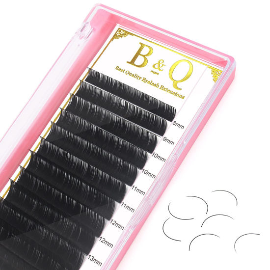 Picture of Classic Lash Extensions D-0.15-13 B&Q Classic Eyelash Extensions .15 Eyelash Extensions D Curl Single Lash Extensions (D-0.15, 13 mm)