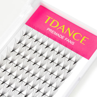 Picture of TDANCE Eyelash Extensions 10D Superior Lash Extensions Premade Fans Russion Volume Fans D Curl 0.05 Thickness Middle Stem 12mm Mixed Length(Middle Stem,10D-0.05-D,12mm)