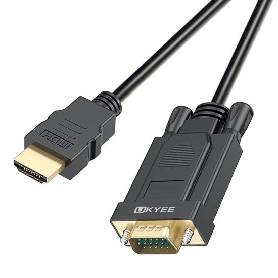 Picture of UKYEE HDMI to VGA Cable 6 Feet, HDMI to VGA 1080P Male to Male Converter for PC,Laptop,Monitor,Projector,HDTV- Black