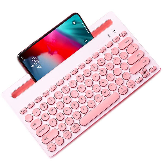 Picture of Olyre Bluetooth Wireless Keyboard for Tablet,Multi-Devices Wireless Bluetooth Keyboard for iPad Pro 11/12.9, for iPad Air/iPad 9.7/10.2 Android Mac Windows iOS Phones, Pink