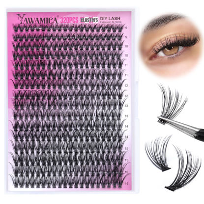 Picture of Individual Lashes 320pcs Lash Clusters 40D 9-16mm Mix DIY Lash Extension D Curl Eyelash Clusters Eyelash Extension Wispy Cluster Lashes DIY for Self Application by Yawamica (40D-0.07D, 9-16mix)