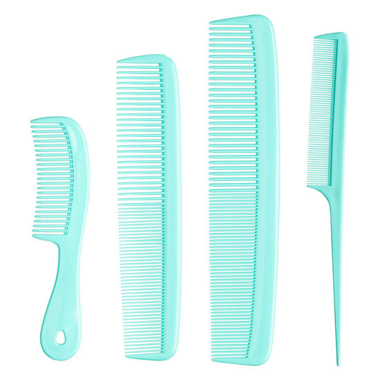 Picture of Mars Wellness 4 Piece Professional Comb Set Green - USA MADE - Fine Pro Tail Combs, Dresser Hair Comb Styling Comb - Premium Grade for Men and Women - Parting Teasing and Styling