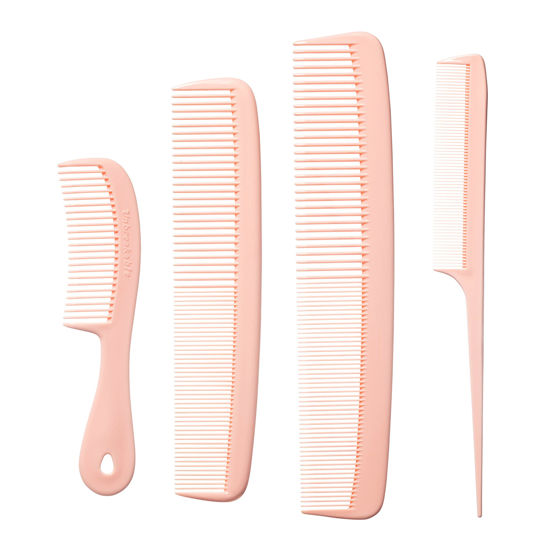 Picture of Mars Wellness 4 Piece Professional Comb Set Peach Pastel - USA MADE - Fine Pro Tail Combs, Dresser Hair Comb Styling Comb - Premium Grade for Men and Women - Parting Teasing and Styling - Peach Pastel