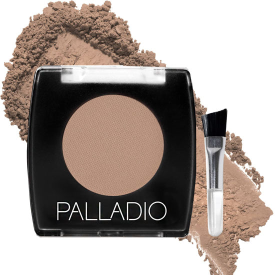 Picture of Palladio Brow Powder for Eyebrows, Soft and Natural Eyebrow Powder with Jojoba Oil & Shea Butter, Helps Enhance & Define Brows, Compact Size for Purse or Travel, Includes Applicator Brush, Taupe