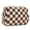 Picture of Narwey Small Makeup Bag for Purse Travel Makeup Pouch Mini Cosmetic Bag for Women (Dark Brown Checkerboard, Small)