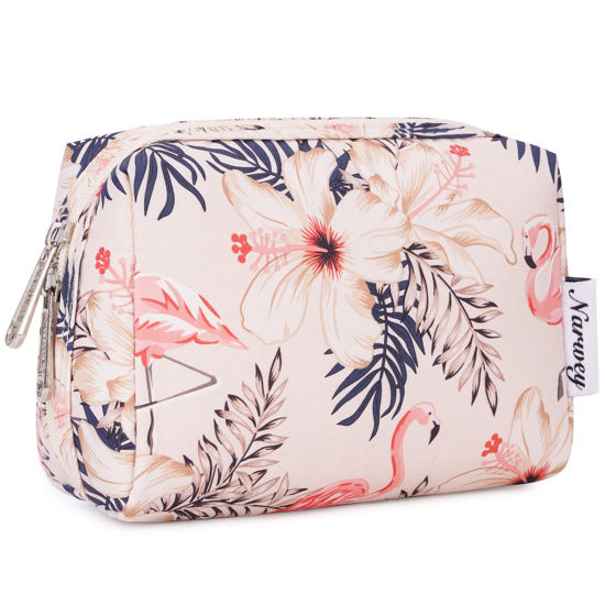 Narwey Small Makeup Bag for Purse Travel Makeup Pouch Mini Cosmetic Bag for  Women (Beige Bird, Small)
