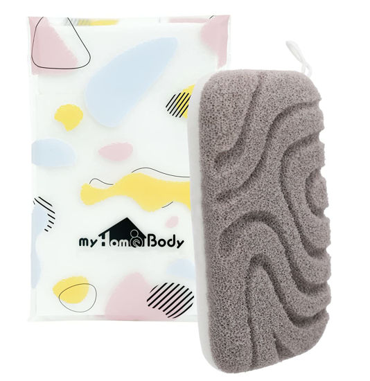 Picture of myHomeBody Dual-Texture Shower Sponge Exfoliating Sponge | Bath Sponge for Women | Body Scrubber Body Exfoliator | Body Sponge, Loofah Sponge for Men | Exfoliating Sponge, 1pc