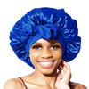 Picture of BONNET QUEEN Silk Bonnet for Sleeping Satin Bonnet Hair Bonnet Adjustable Bonnet Sleep Bonnet Night Bonnets Bonette for Women Natural Hair Navy Blue