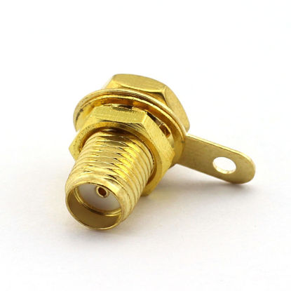 Picture of DGZZI 5-Pack SMA Female RF Coaxial Adapter Panel Mount with Nut Bulkhead Handle Solder Post Jack Connector