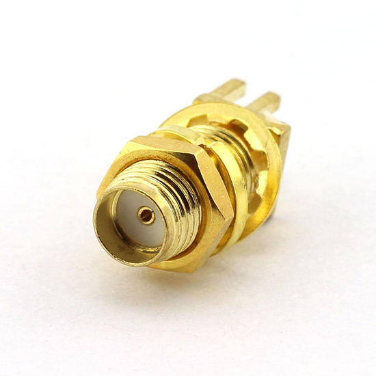 Picture of DGZZI 5-Pack SMA Female to 4 Pins Stand Connector PCB Panel Edge Mount Plug Jack Adapter 18.5mm