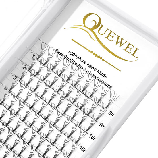 Picture of QUEWEL Volume Lash Extensions 5D 0.10mm D Curl Mix-8-15mm Short Stem Premade Fans Soft|Optinal 3D|4D|5D|6D|7D|8D 0.07/0.10mm C/D 8-20mm Mix-9-16mm 12-15mm 8-15mm|(5D 0.10D MIX8-15)