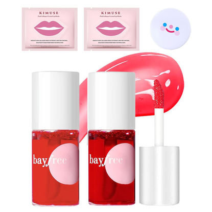 Picture of Zheyst Lip Tint Korean Stain Set, 2 Colors Tinta Para Labios Water Long Lasting Waterproof Easy Apply Plumping Lip Moisturizing Mini Lipstick(Apple & Strawberry)