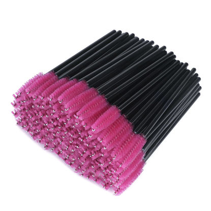 Picture of G2PLUS 300PCS Eyelash Brush, Disposable Eyelash Mascara Brushes Wands Applicator Tools Makeup Brush Kits, Eyelash Spoolies Eyelashes Brush for Eyelash Extensions and Eyebrow Brush (Red)