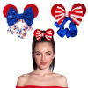 Picture of Styla Hair 2pk Mouse Ear Scrunchies for Kids Velvet Hair Bow Scrunchies for Women - Sparkle Sequins Mouse Hair Bands for Pony Tail (No12 Red White Blue)