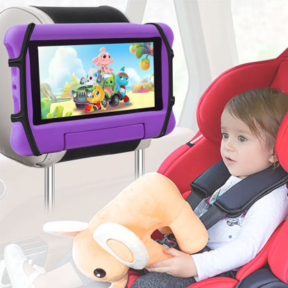 Picture of Car Tablet Holder, Kids Tablet Holder for Car Back Seat, iPad Holder for Car Adjustable Anglel, iPad Car Mount Silicon Holder for All 7-12.9 Inch Fire Tablets