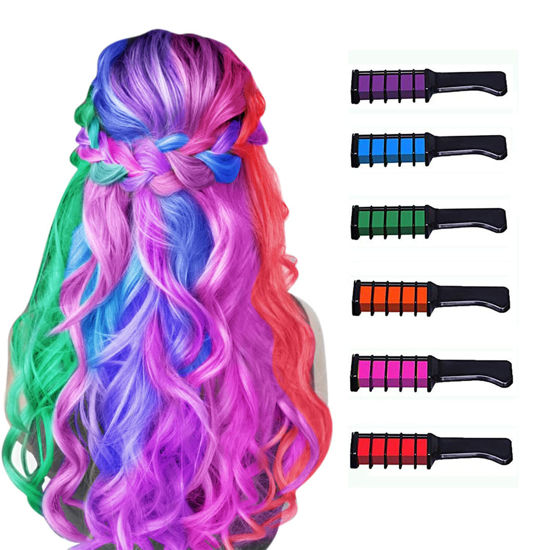 New Hair Chalk Comb Temporary Hair Color Dye for Girls Kids, Washable Hair  Chalk for Girls Age 4 5 6 7 8 9 10 Birthday Cosplay DIY, Halloween, New  Year 6 Colors