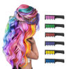 Picture of MSDADA New Hair Chalk Comb Temporary DIY Hair Color for girls kids age 4 5 6 7 8 9 10 Washable Hair Chalk for Easter, Birthday Cosplay (Blue, Yellow, Purple, Red, Green, Pink)