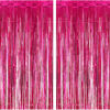 Picture of 2 Pack 3.2ft x 9.8ft Hot Pink Metallic Tinsel Foil Fringe Curtains for Birthday Bridal Shower Baby Shower Bachelorette Party Backdrop Decorations