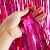 Picture of 2 Pack 3.2ft x 9.8ft Hot Pink Metallic Tinsel Foil Fringe Curtains for Birthday Bridal Shower Baby Shower Bachelorette Party Backdrop Decorations