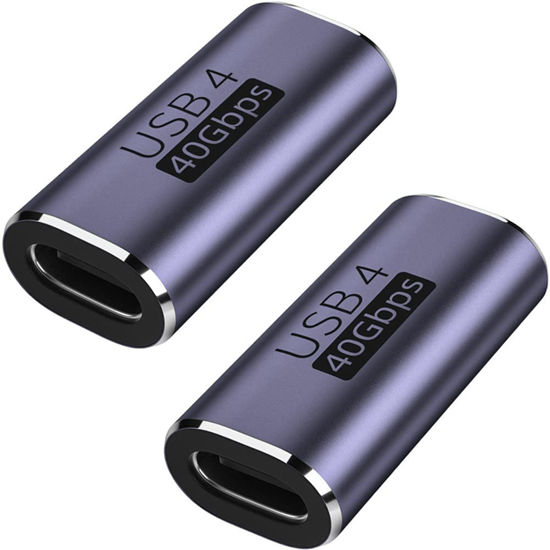 Picture of AuviPal USB C Coupler (2 Pack), USB Type C Female to Female Adapter Extender Compatible with Thunderbolt 4/3 Support up to 40Gbps Data Transfer, 100W Power Delivery and 8K@60Hz Video Pass Through