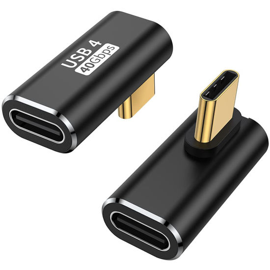 Picture of AuviPal 90 Degree Adapter (2 Pack), 40Gbps USB C Male to USB C Female Connector, USB Type C Extender for MacBook Pro, iMac, iPad Pro, Tablet, Phones and Other Type C Devices