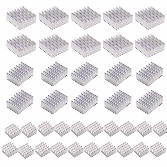 Picture of 40 PCS Raspberry Pi 4 Heatsink Kit with Thermal Conductive Adhesive Tape, Aluminum Heat Sink Cooler and Copper Heatsink for Raspberry Pi B B+ 2/3/4