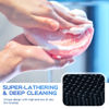 Picture of Manmihealth Soft Silicone Shower Brush, Super-Lathering and Deep-Cleaning Body & Face Scrubber, Gentle Exfoliating Bath Glove for All Skin Types, with 2 Free Hooks.(Black + Pink)