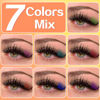 Picture of Colored Lash Clusters DIY Eyelash Extensions Individual Lashes 7 Colors Cluster Lashes Wispy 14MM 140 Pcs C D Curl Colored Lash Extension by Ruairie